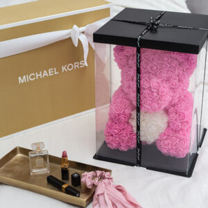 Rose teddy bear - pink and white colors (small)