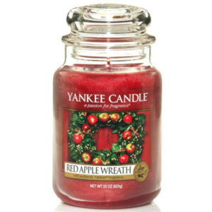 RED APPLE WREATH ÜVEGGYERTYA